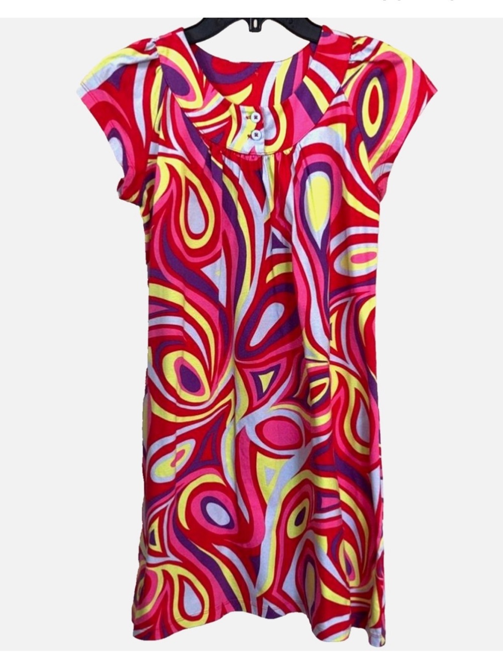 Hanna Andersson Girls Bright Retro Mod Swirl Cotton Dress Size 12 150